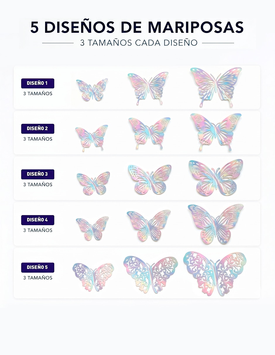 Figura decorativa de mariposa 72 Mariposas 3D 2